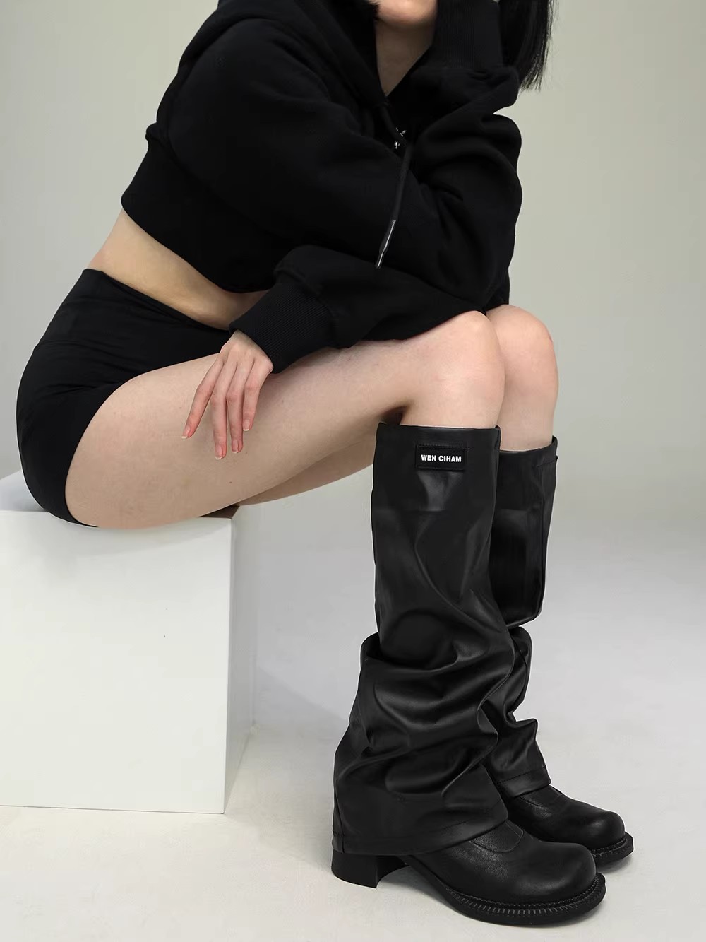 Women's PU Leather Leg Ankle K - огляд і ціна Knee Sleeve Pair